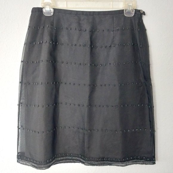 J. Crew Dresses & Skirts - J. Crew Black Silk Mini Skirt with Black Beading Detail